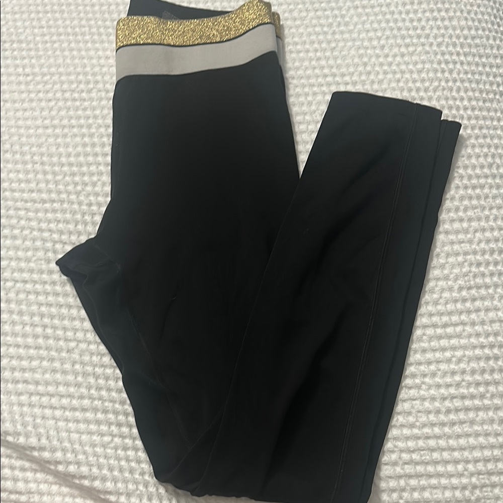 PINK Victoria's Secret Black Leggings with gold Trim size medium